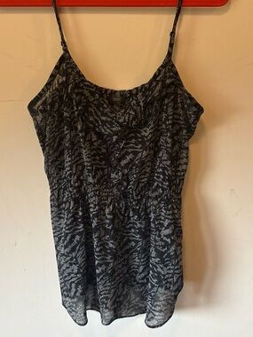 Guess Black and Gray Printed Spaghetti-Strap Camisole